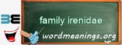 WordMeaning blackboard for family irenidae